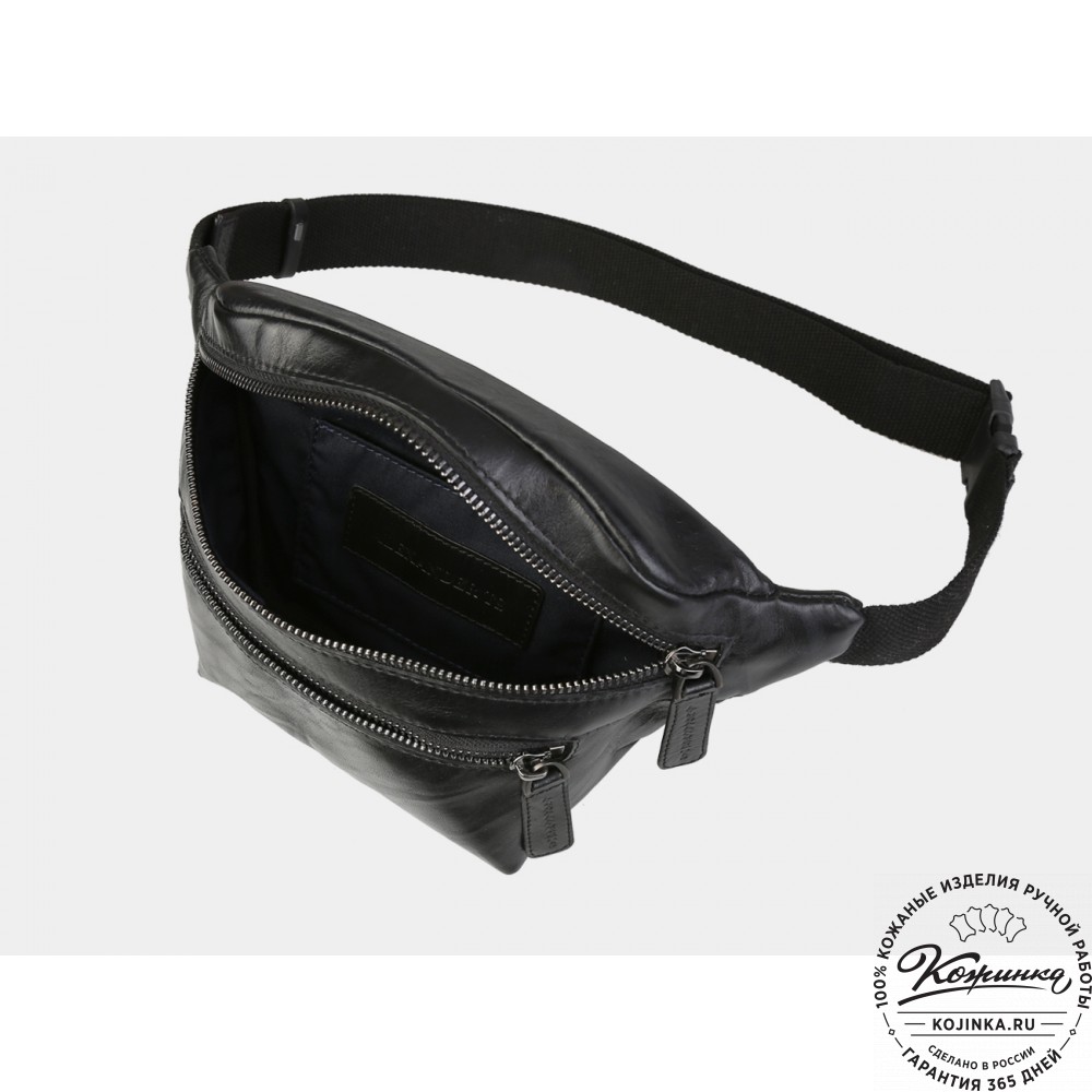 Кожаная сумка на пояс "Бритни" (чёрная)